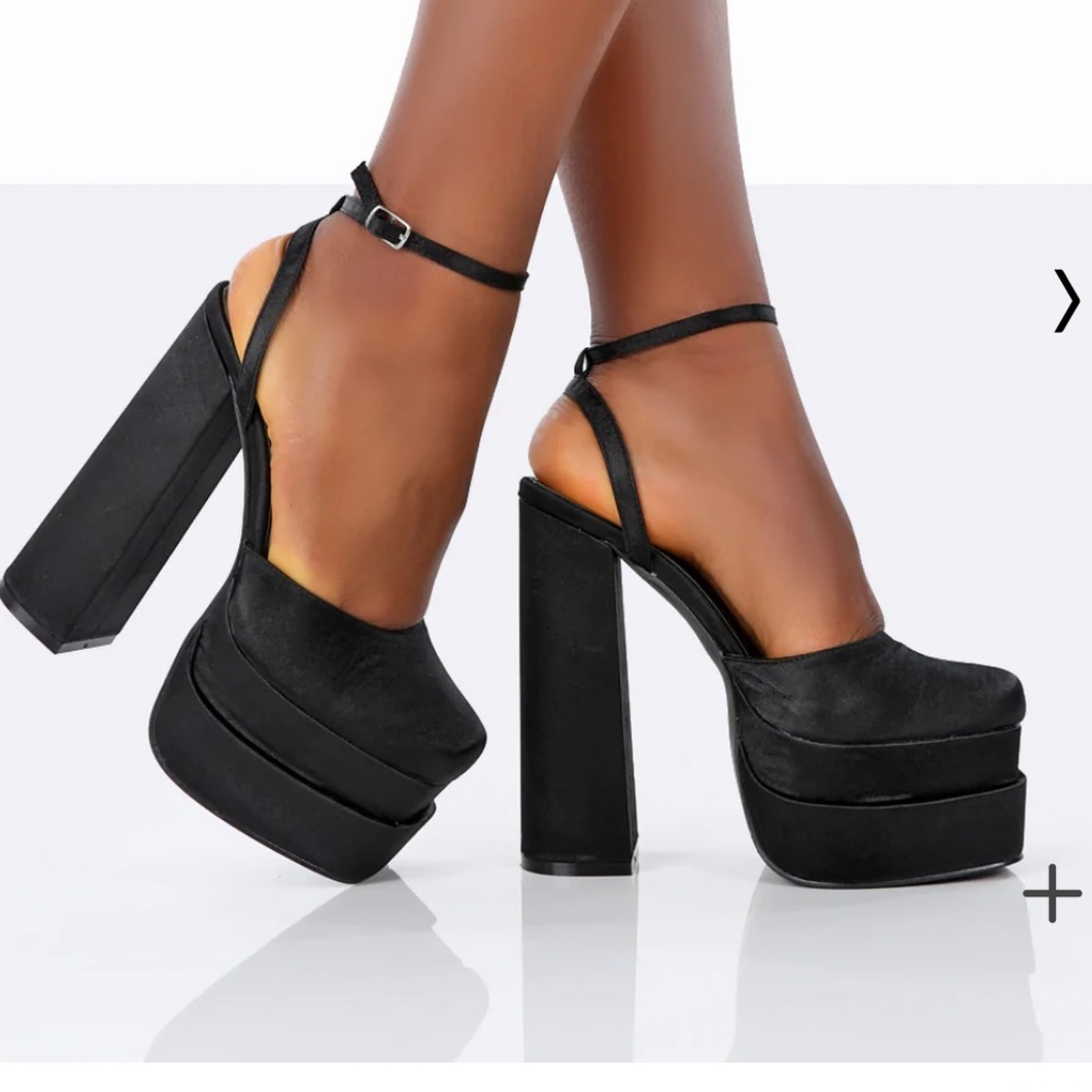 Public Desire Satin Platform Block Heels